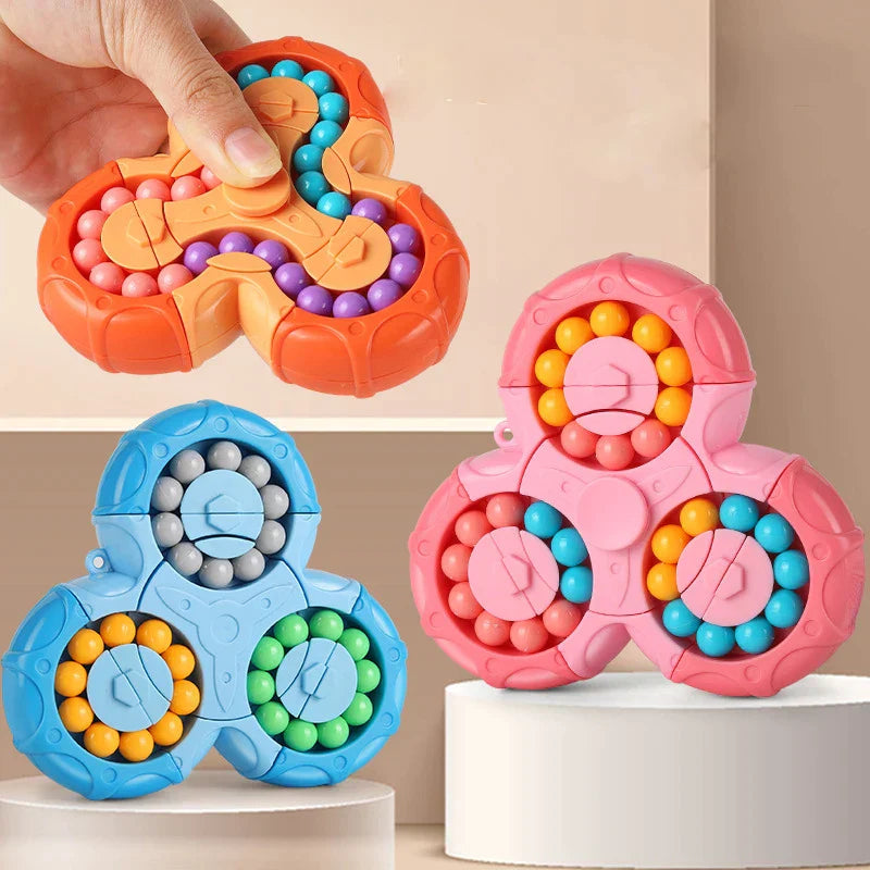 Kletshuts™ SensoryToy - 2 i 1 Rubiks terning / Magisk Bønne Gyro Fidget Spinner