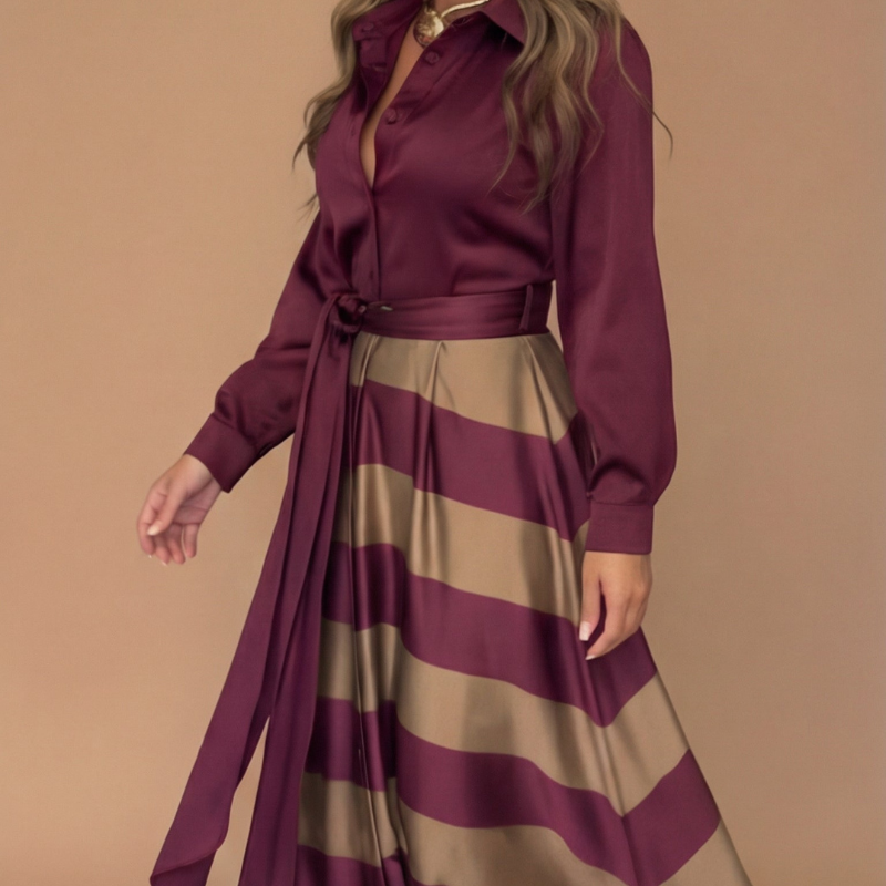 Icone™ StylishDress – Elegant Stribet Tidless Stilfuld Kjole