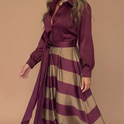 Icone™ StylishDress – Elegant Stribet Tidless Stilfuld Kjole