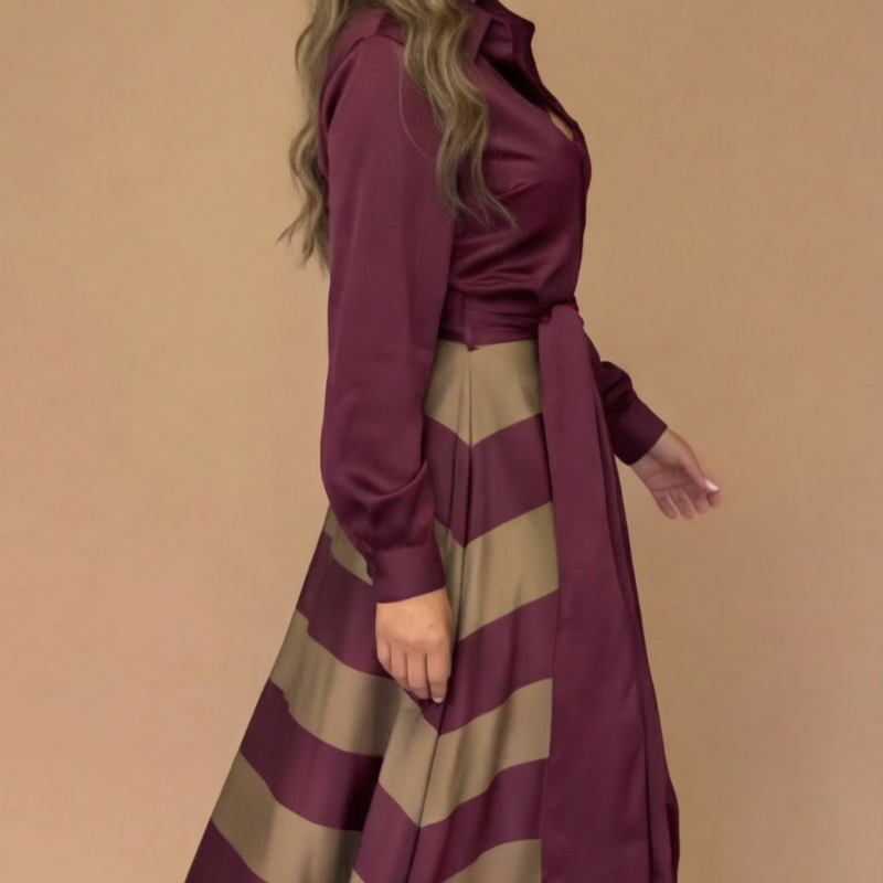 Icone™ StylishDress – Elegant Stribet Tidless Stilfuld Kjole