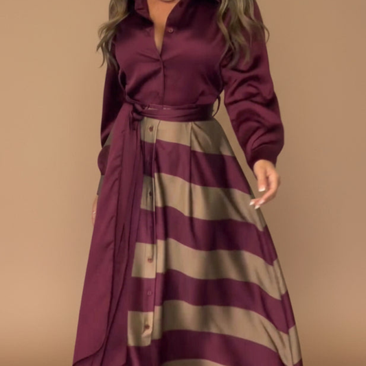Icone™ StylishDress – Elegant Stripet Tidløs Stilfull Kjole