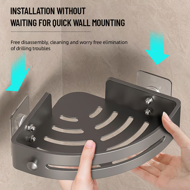 GlideHold® TriangleShelf: Hullfri Trekantet Hjørnehylle