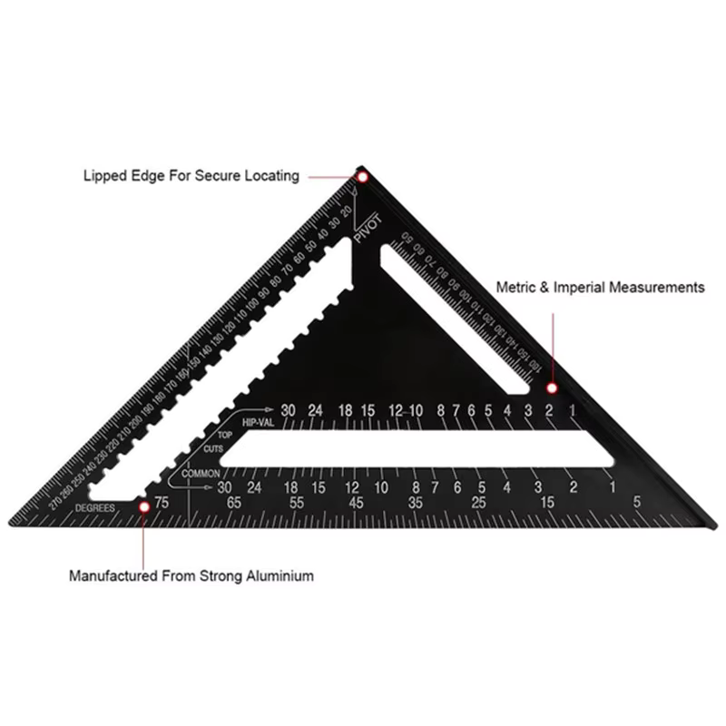 TriangleRuler - Aluminiumslegering Trekantlinjal Til Trebearbeiding