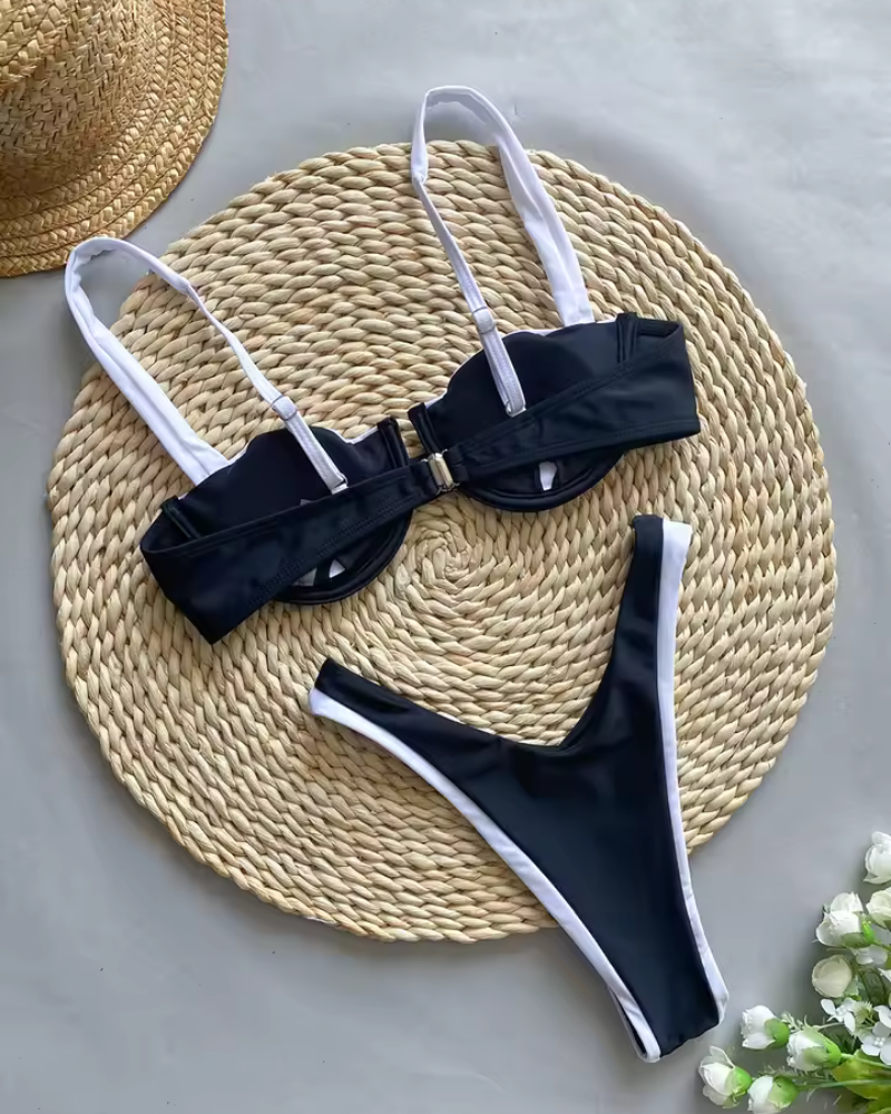 Icone™ ColorblockBikini: Komfortabel Underwire Sexy V-Formet Colorblock Bikini