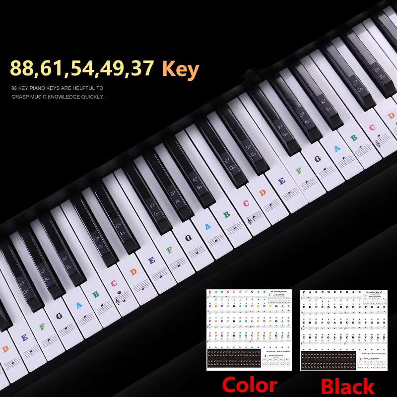 PianoStickers - Avtakbare Selvklebende Piano Nøkkel Klistremerker