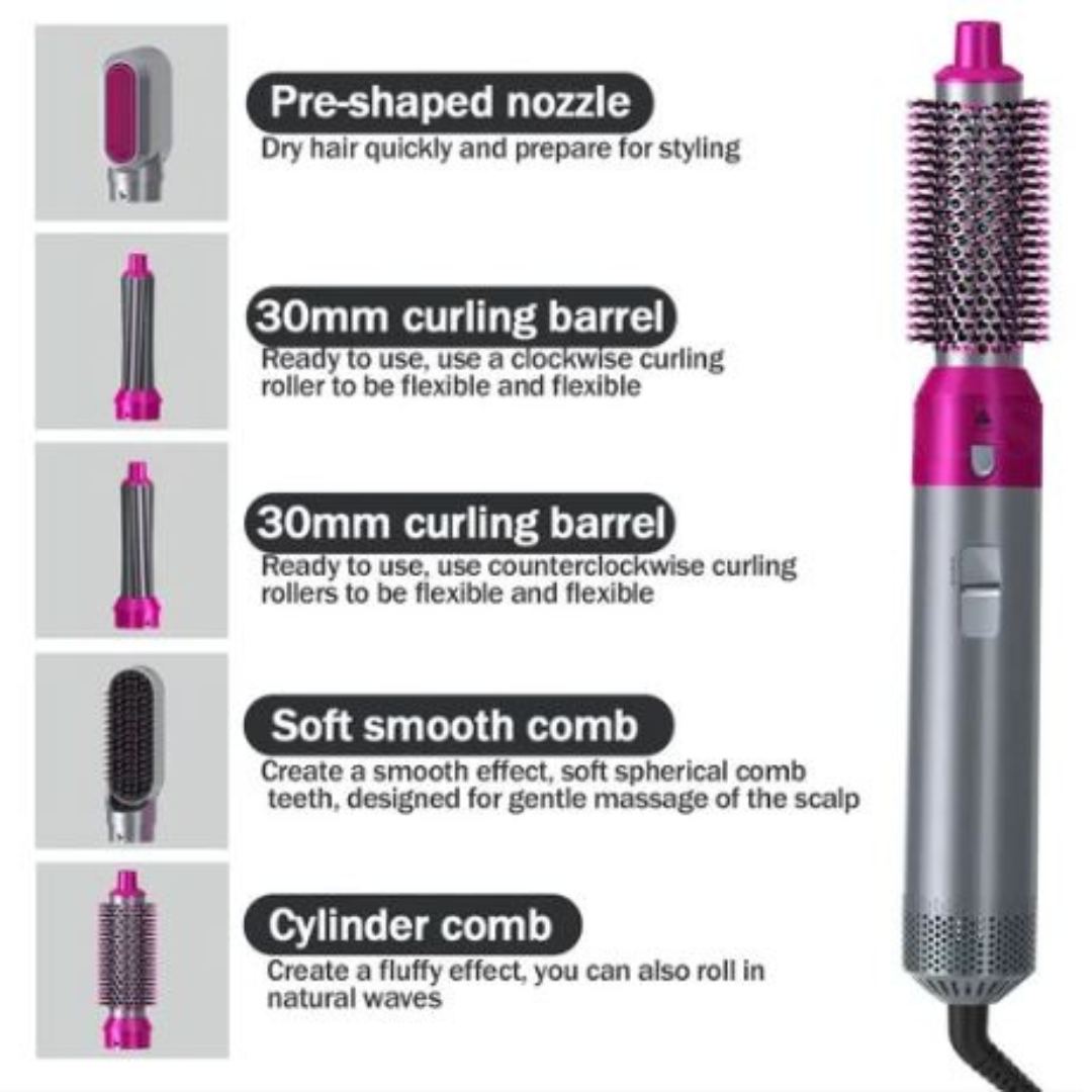 Rose® HairStyler - 5 i 1 Profesjonelt Hårstyling-Børstesett