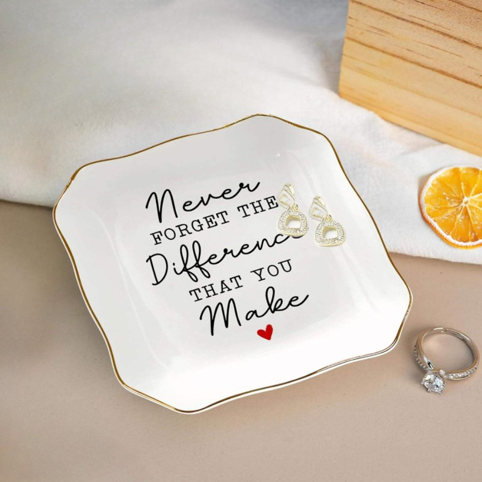 JewelryPlate 1+1 GRATIS: Keramisk Statement Elegant Gave Smykke Dekorativ Tallerken