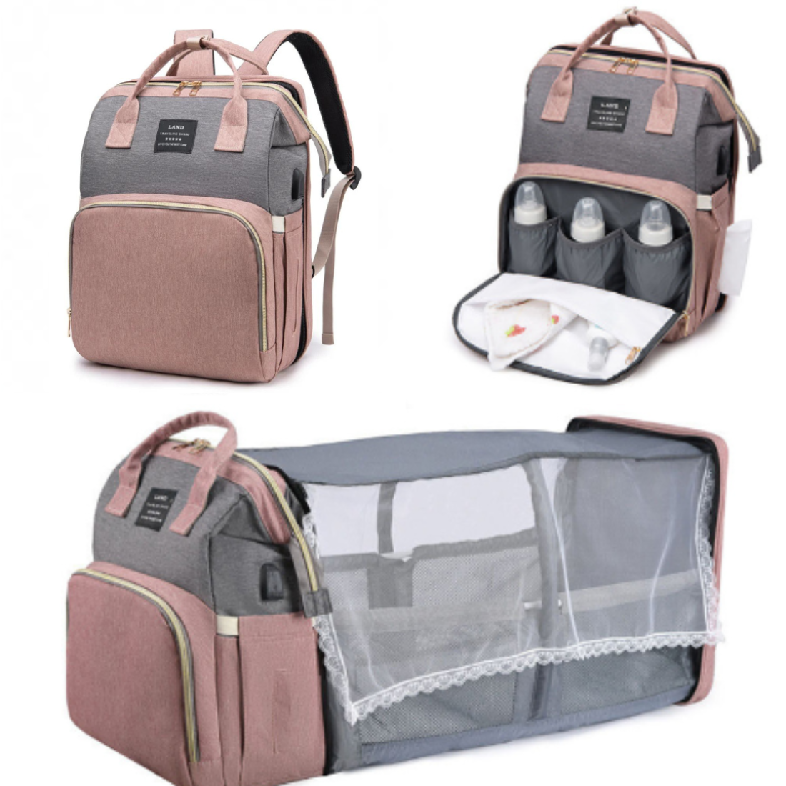 Icone™ MommyBag: Bærbar Veske Med Magisk Sammenleggbar Krybbe