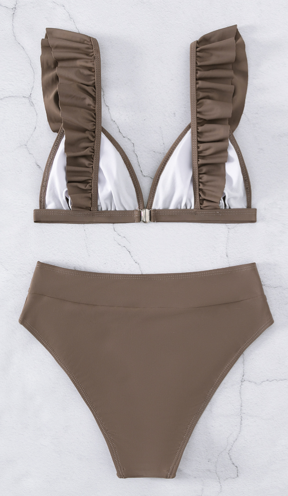 Icone™ RuffledBikini: Højtaljet Sexet Slim Fit Sommer Halterneck Ruffled Bikini