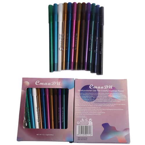 WaterproofEyeliner - Langvarig Vannfast Øye- og Leppeblyant 12 Deler Sett