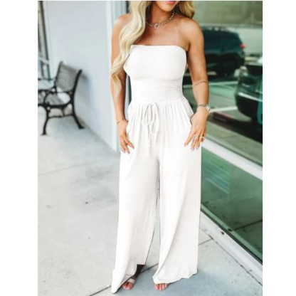Icone™ Jumpsuit: Tube Top Ensfarvet Jumpsuit