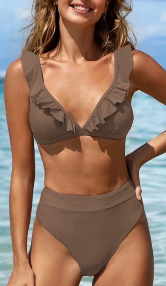 Icone™ Volang-Bikini: Høytlivs Sexy Slim Fit Sommer Halterneck Volang-Bikini