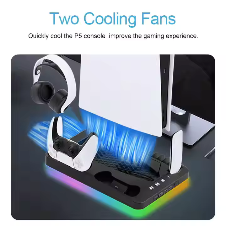PS5Dock - 4 i 1 PS5 Multifunksjonell Dockingstasjon