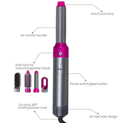 Rose® HairStyler - 5 i 1 Profesjonelt Hårstyling-Børstesett