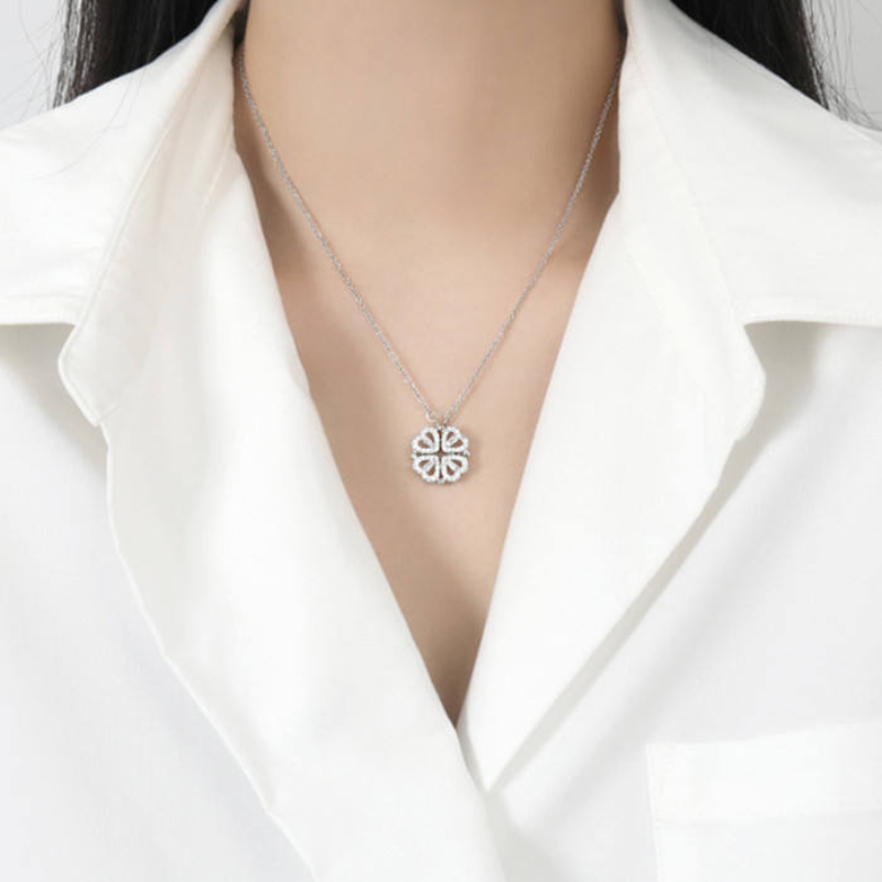 Jewelance™ CloverNecklace 1+1 GRATIS: Stilfuld To-Stil Magnetisk Hjerte Kløver Halskæde