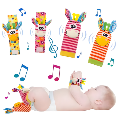 Kletshuts™ RattleToy 1+1 GRATIS: Myke Dyre Baby Håndledd Og Fot Sokker Rangle Leketøy Sett