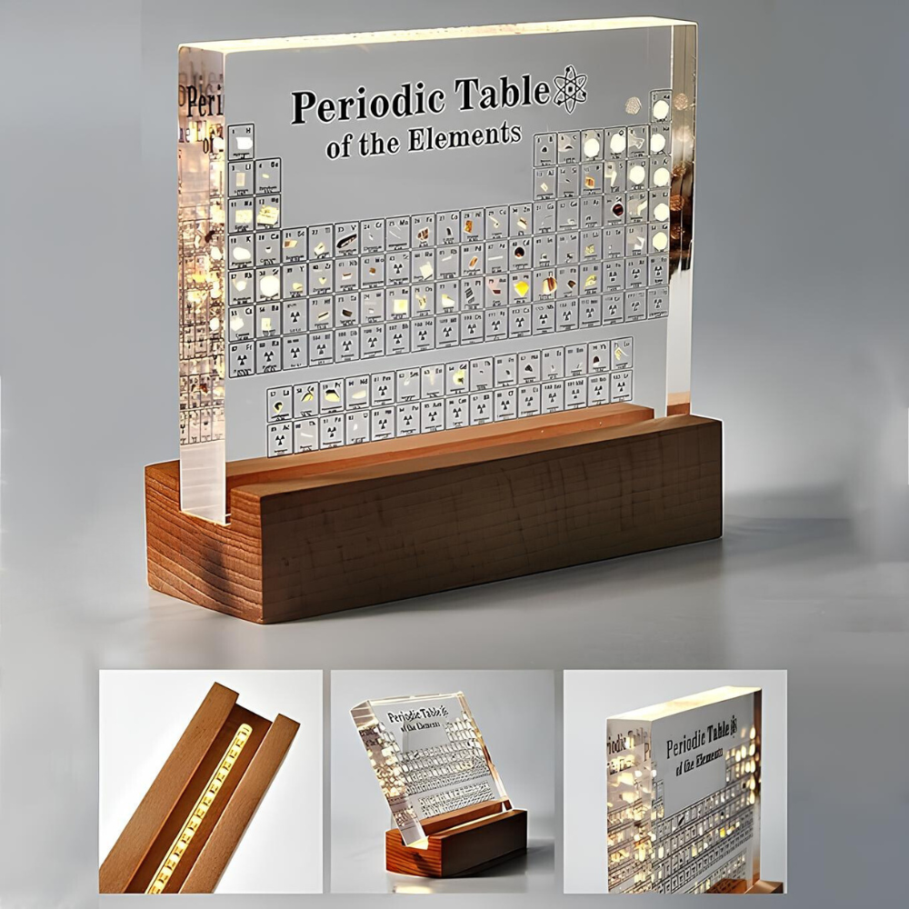 Ledsen™ PeriodicTable: Glass Periodisk Tabell Elementer Med Lys