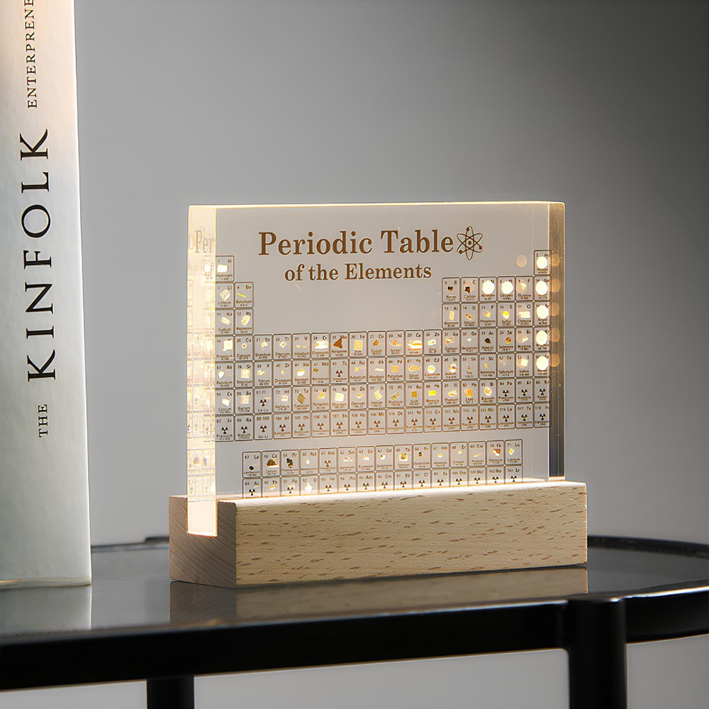 Ledsen™ PeriodicTable: Glass Periodisk Tabell Elementer Med Lys