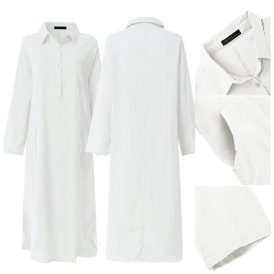 Icone™ ShirtDress: Flytende Skjorte Sidesplitt Kjole