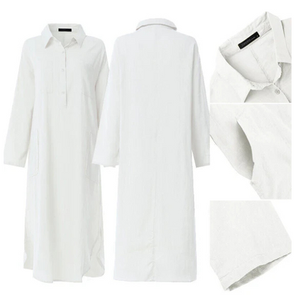 Icone™ ShirtDress: Flytende Skjorte Sidesplitt Kjole
