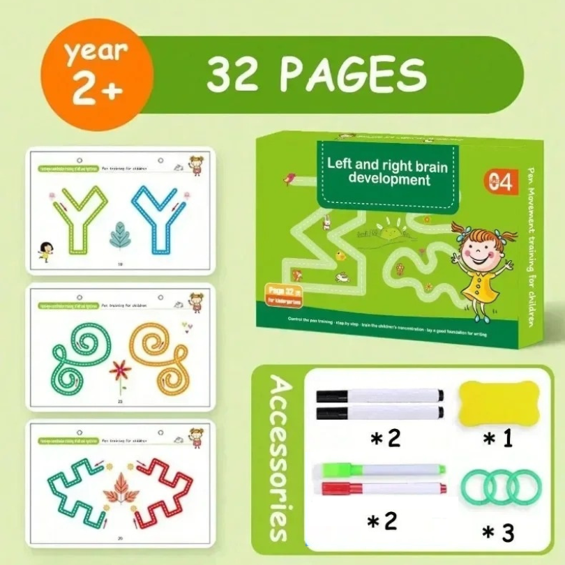 Kletshuts™ ActivityBook: Sporing Og Tegning Pedagogisk Gjenbrukbar Arbeidsbok