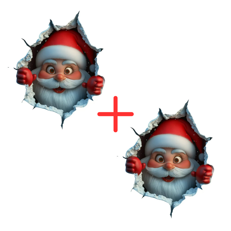 SantaSticker 1+1 GRATIS: 3D Gjenbrukbart Julenisseklistremerke Til Ferie Veggdekorasjon