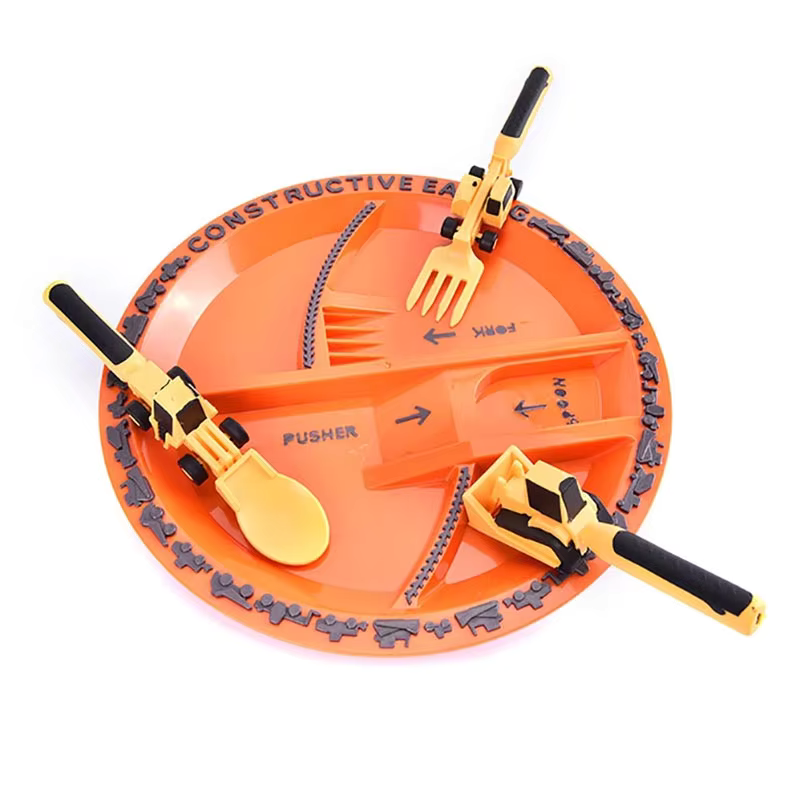 Kletshuts™ CarCutlery: Barn Konstruksjon Bestikksett
