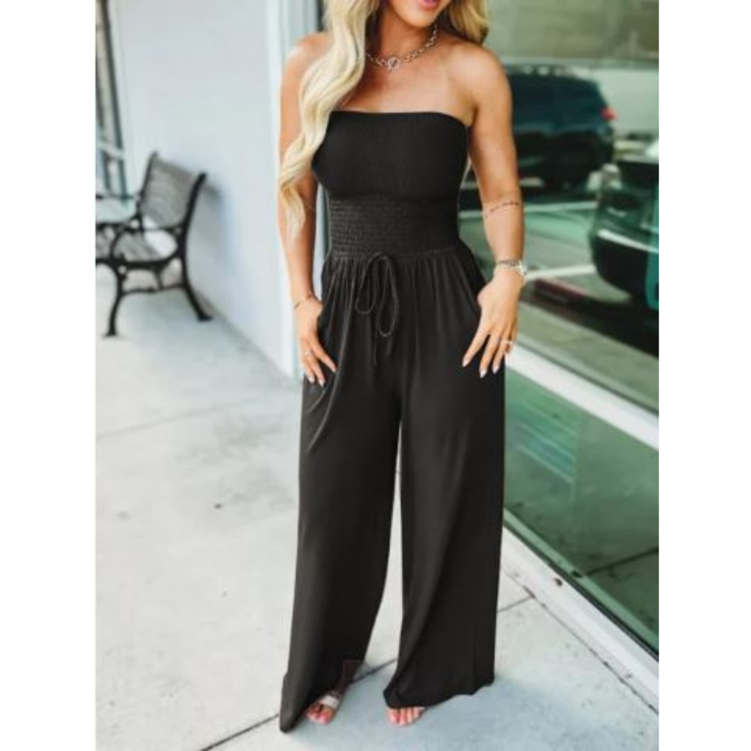 Icone™ Jumpsuit: Tube Top Ensfarvet Jumpsuit