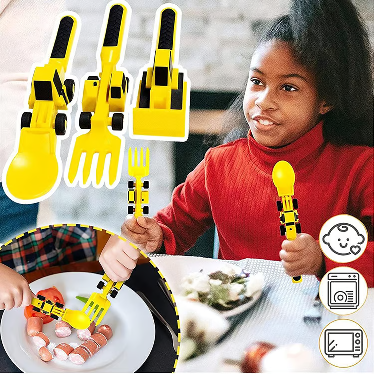 Kletshuts™ CarCutlery: Barn Konstruksjon Bestikksett