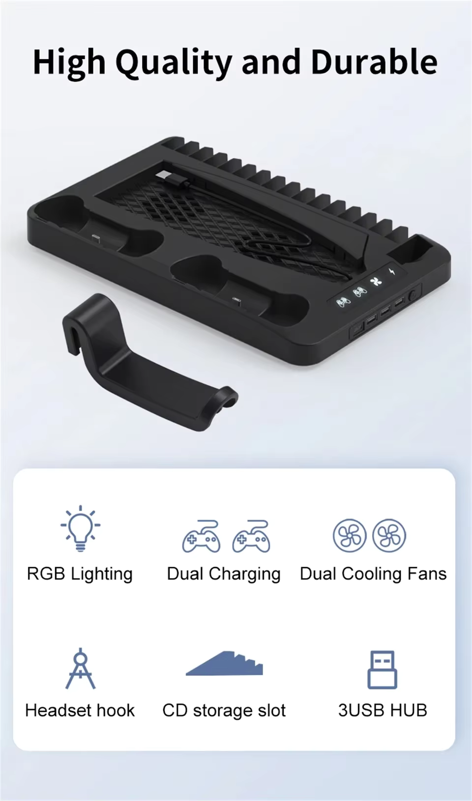 PS5Dock - 4 i 1 PS5 Multifunksjonell Dockingstasjon