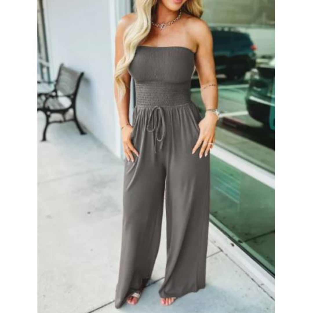 Icone™ Jumpsuit: Tube Top Ensfarvet Jumpsuit