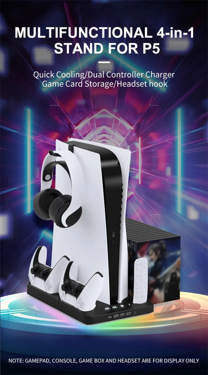 PS5Dock - 4 i 1 PS5 Multifunksjonell Dockingstasjon