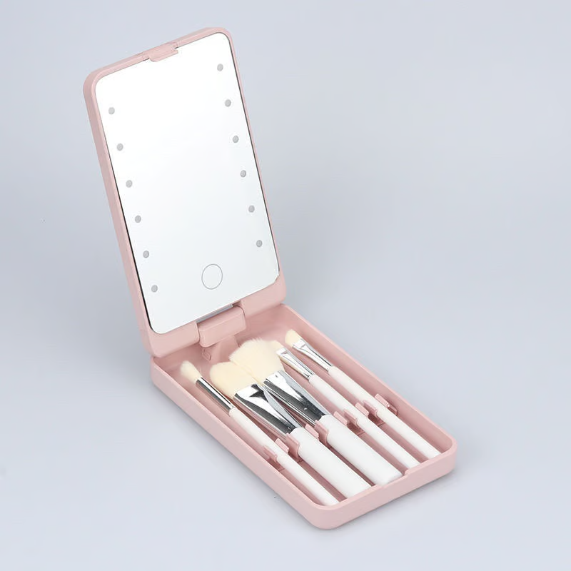GlowBrushes - Oppladbart LED-lys reise sminkekostsett