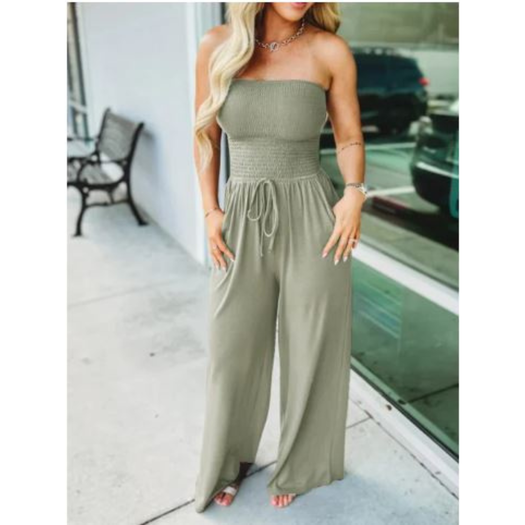 Icone™ Jumpsuit: Tube Top Ensfarvet Jumpsuit