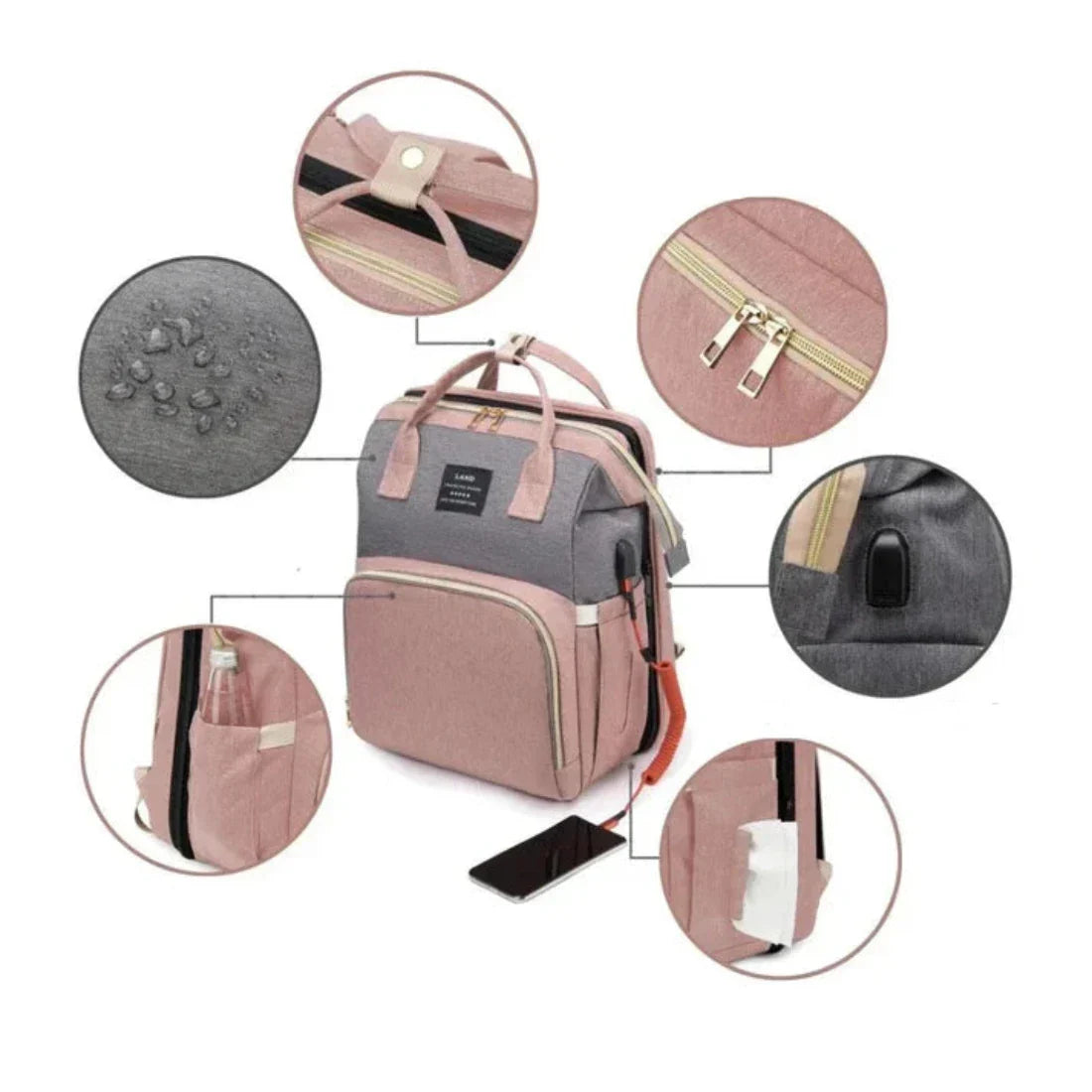 Icone™ MommyBag: Bærbar Veske Med Magisk Sammenleggbar Krybbe