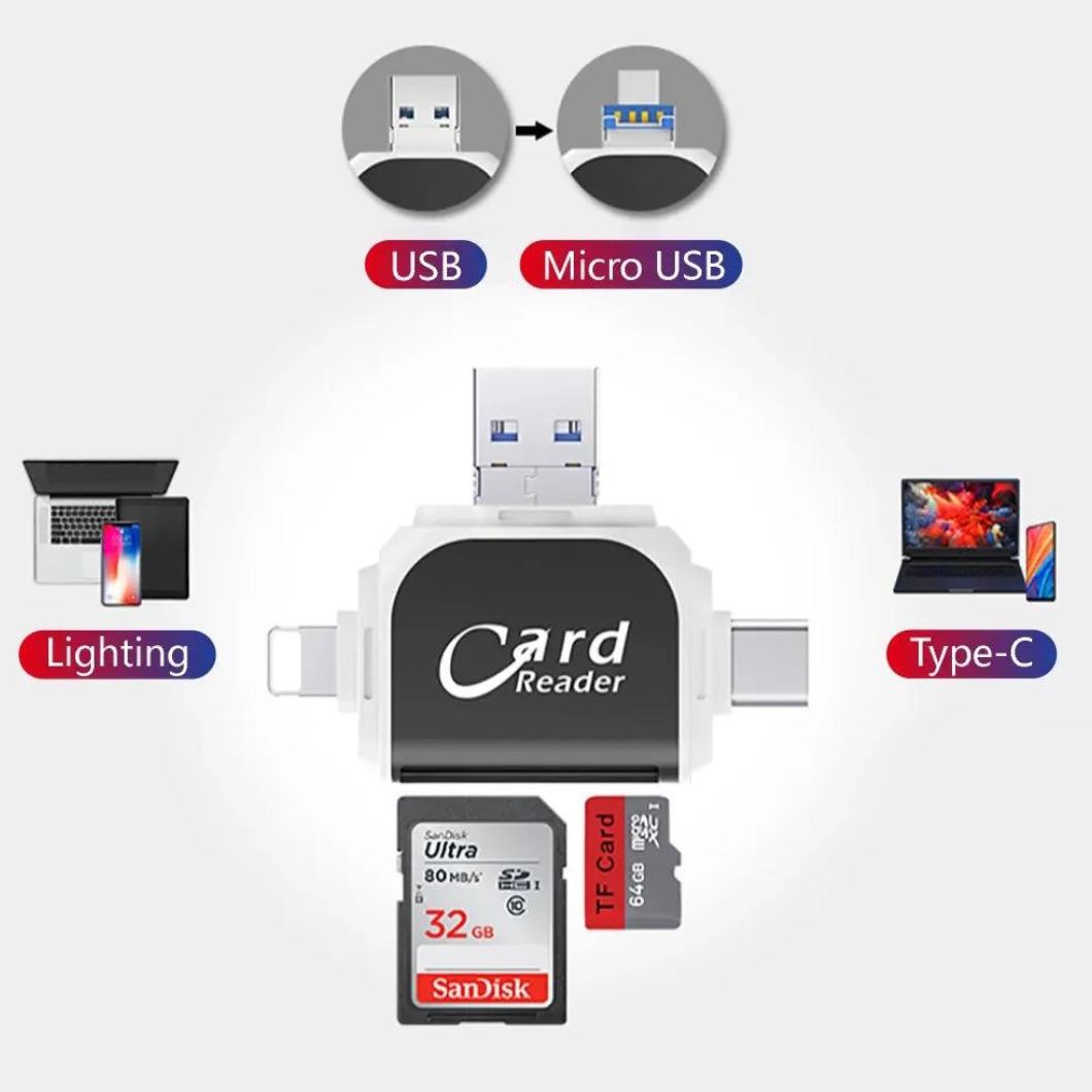 CardReader - Multi-Port 4 i 1 Universal SD TF- Kortleser