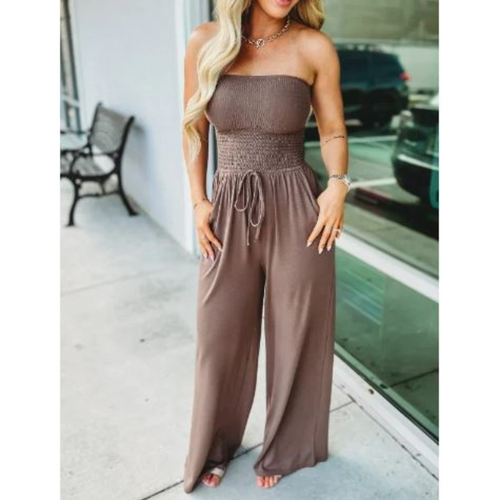 Icone™ Jumpsuit: Tube Top Ensfarvet Jumpsuit
