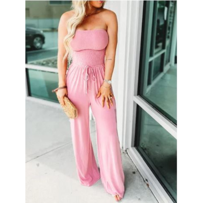 Icone™ Jumpsuit: Tube Top Ensfarvet Jumpsuit