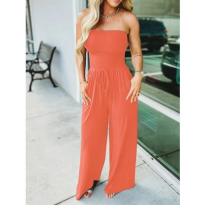 Icone™ Jumpsuit: Tube Top Ensfarvet Jumpsuit