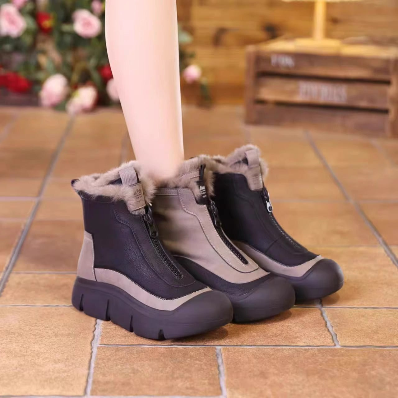 Happy™ ColdBoots: Stilige Plysforede Sklisikre Vinterstøvler For Kvinner
