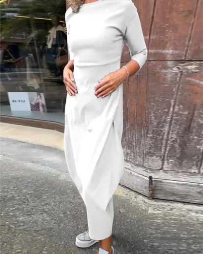 Icone™ SleekDress: Minimalistisk Lang Sleek Ærme Elegant Casual Fit Kjole