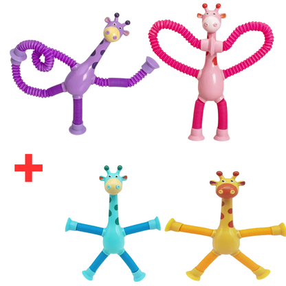 Kletshuts™ StretchyGiraffe: Teleskopisk Strekkbart Giraffleketøy Med Sugekopp