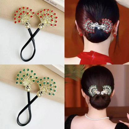 Rose® HairTie 1+1 GRATIS: Stilfull Hårbånd Elegant Vintage Krystall Hestehale Twist Holder
