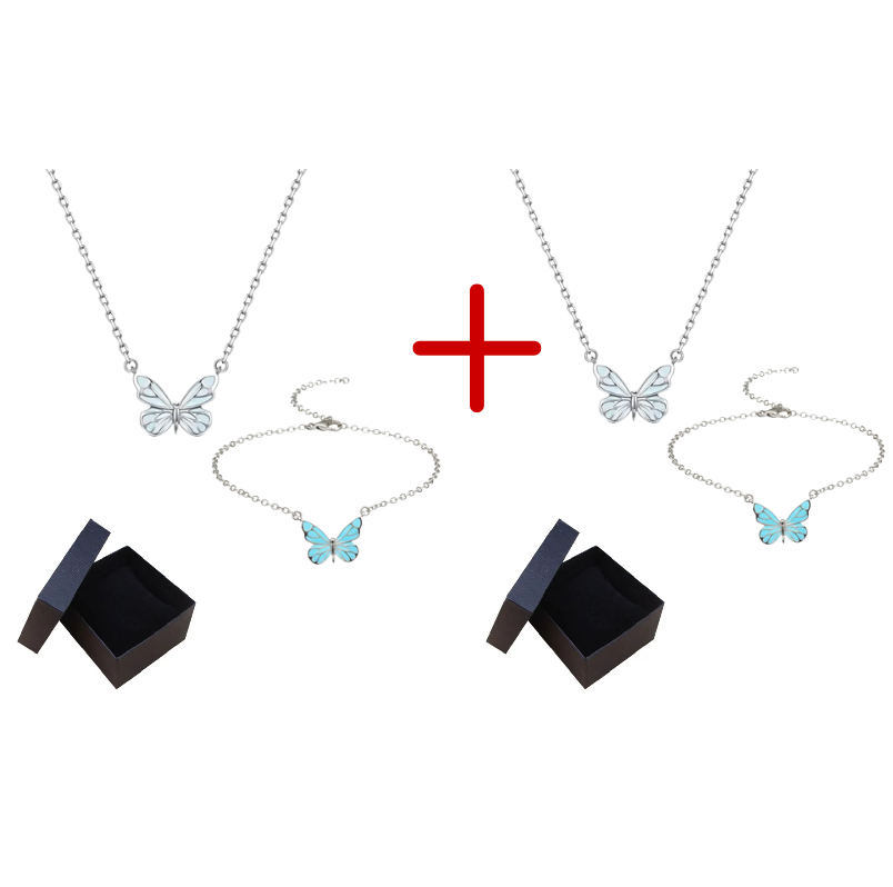 Jewelance™ GlowingButterfly 1+1 GRATIS: Mote Glødende Sommerfugl Halskjede Og Armbånd Sett