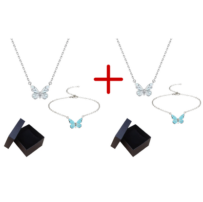 Jewelance™ GlowingButterfly 1+1 GRATIS: Mote Glødende Sommerfugl Halskjede Og Armbånd Sett