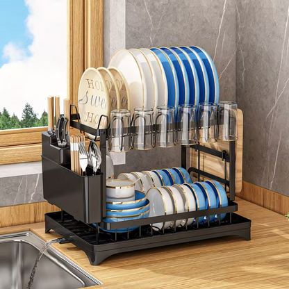 Globetrek° DishDrainer: Multi-Niveau Pladsbesparende Kjøkken Retter Dræne Arrangør
