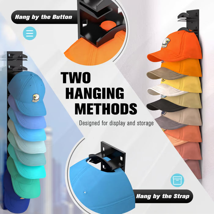GlideHold® HatOrganizer 1+1 GRATIS: Veggmontert Hatt Organizer Stativ