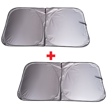 CarSunshade 1+1 GRATIS - Sammenleggbar Solskjerm Bil Solvisir Varmebeskyttelse Trekk