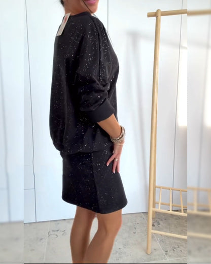 Icone™ GlitterDress: Elegant Rund Hals Chic Glitter Kjole