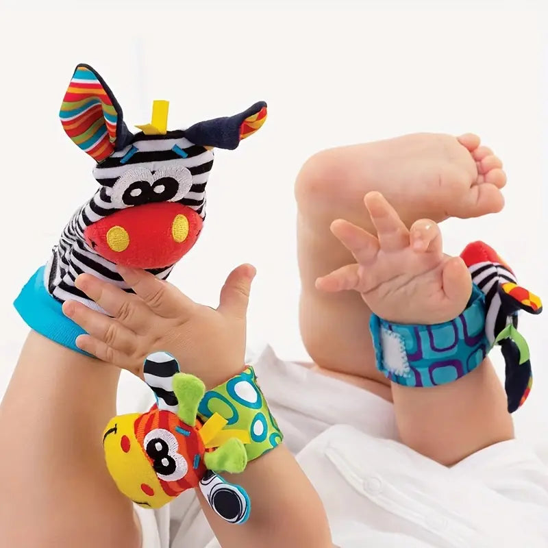 Kletshuts™ RattleToy 1+1 GRATIS: Myke Dyre Baby Håndledd Og Fot Sokker Rangle Leketøy Sett